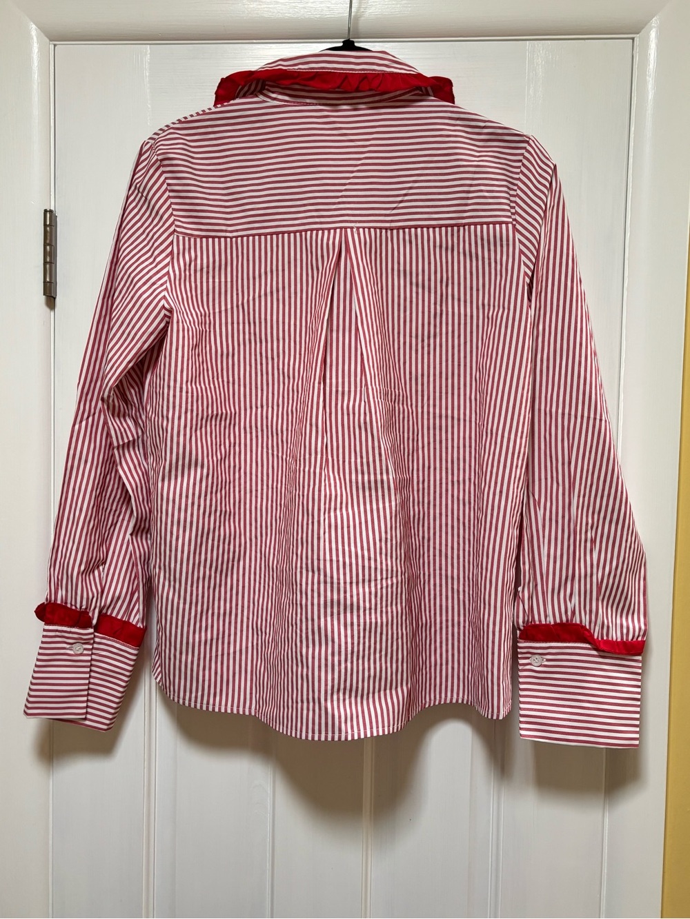 Red Striped Ruffle-Trim Women's Top - Picture 8 of 10